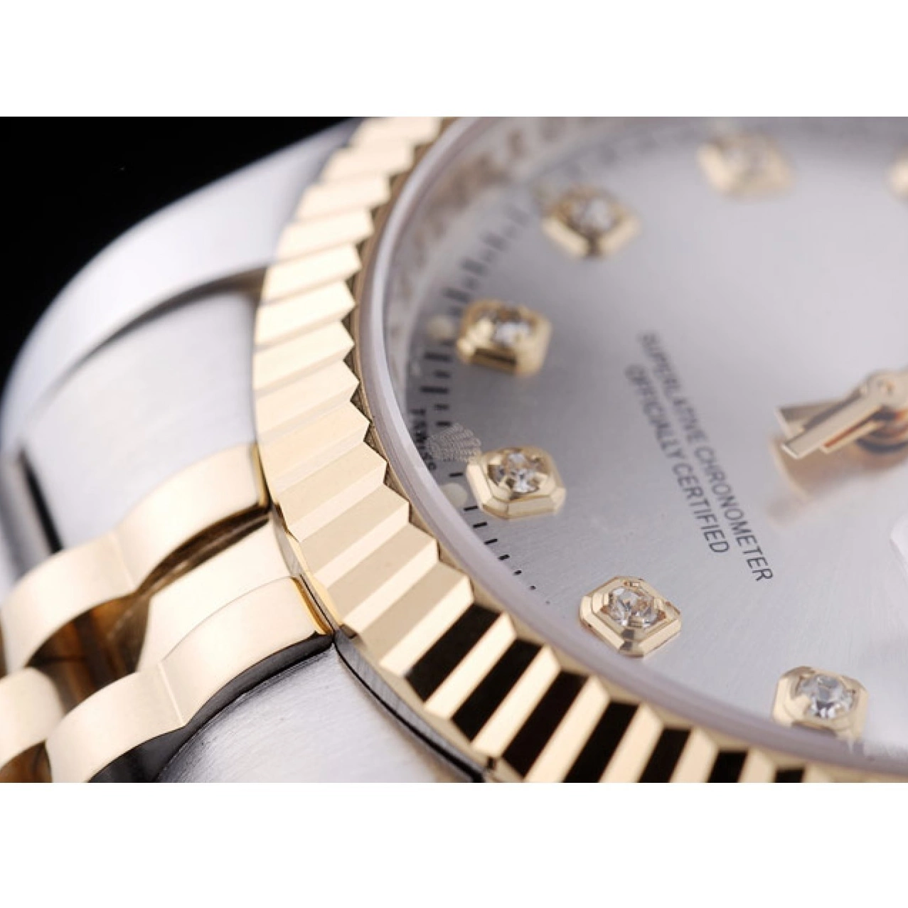 MiroTime 0815 Rolex Datejust Silver Dial Diamonds Ribbed Bezel 7454
